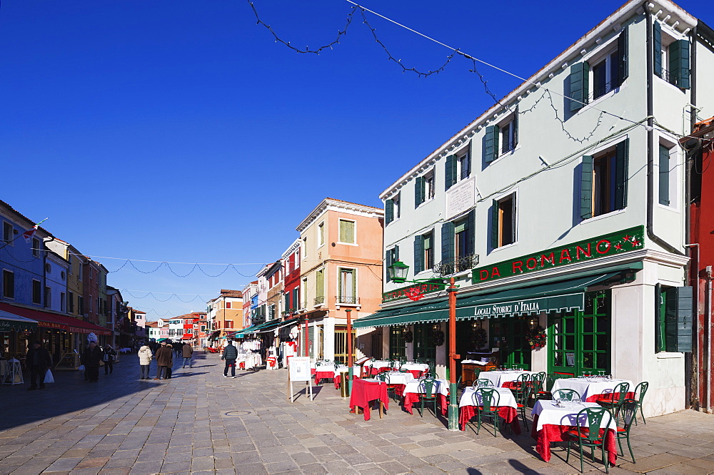 Main street, Burano, Venice, UNESCO World Heritage Site, Veneto, Italy, Europe