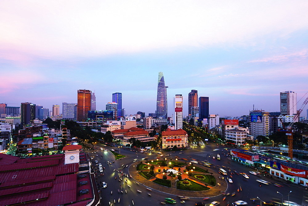 Ben Thanh market area and Bitexco Financial Tower, Ho Chi Minh City (Saigon), Vietnam, Indochina, Southeast Asia, Asia