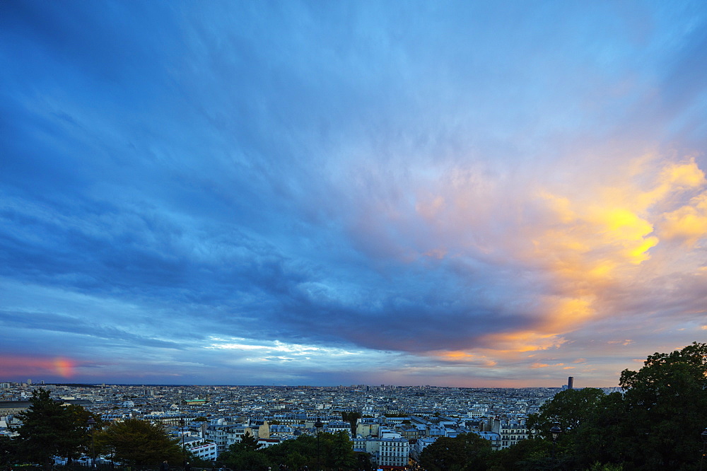 City skyline from Montmartre, Paris, France, Europe