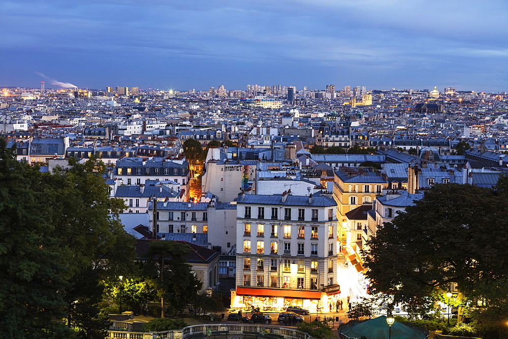 City skyline from Montmartre, Paris, France, Europe