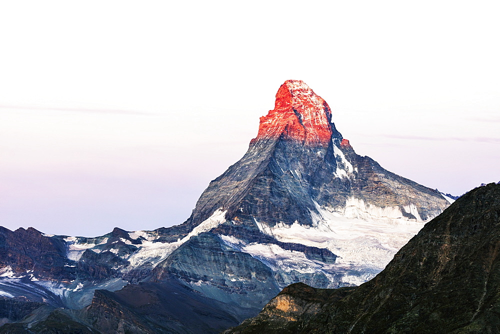 The Matterhorn, 4478m, at sunrise, Zermatt, Valais, Swiss Alps, Switzerland, Europe