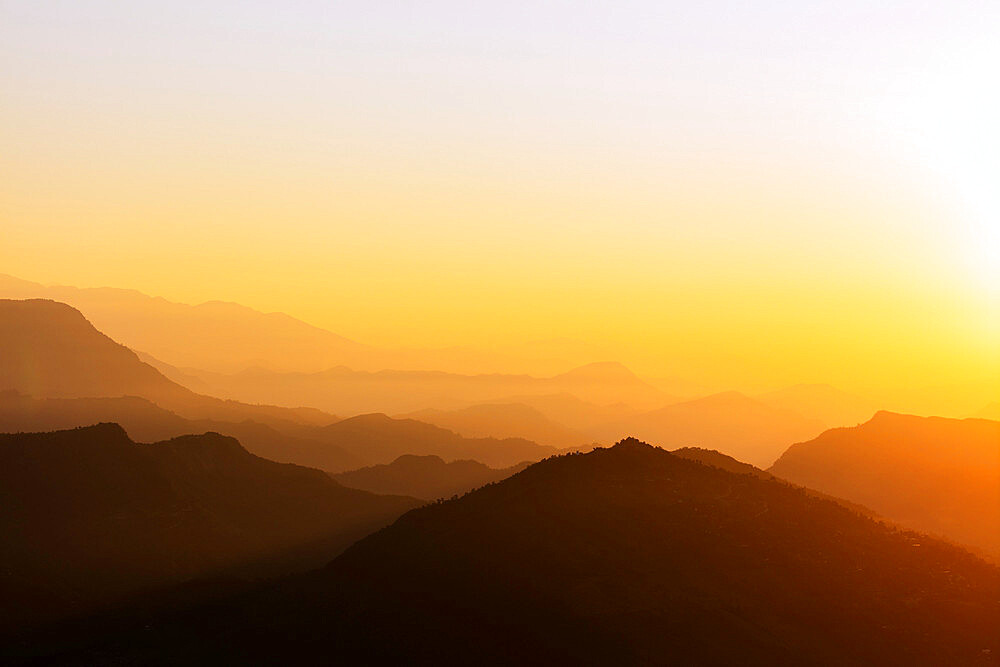 Sunrise from Sarangkot, Pokhara, Nepal, Himalayas, Asia