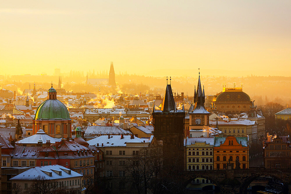 City rooftop skyline, Prague, Czech Republic, Europe