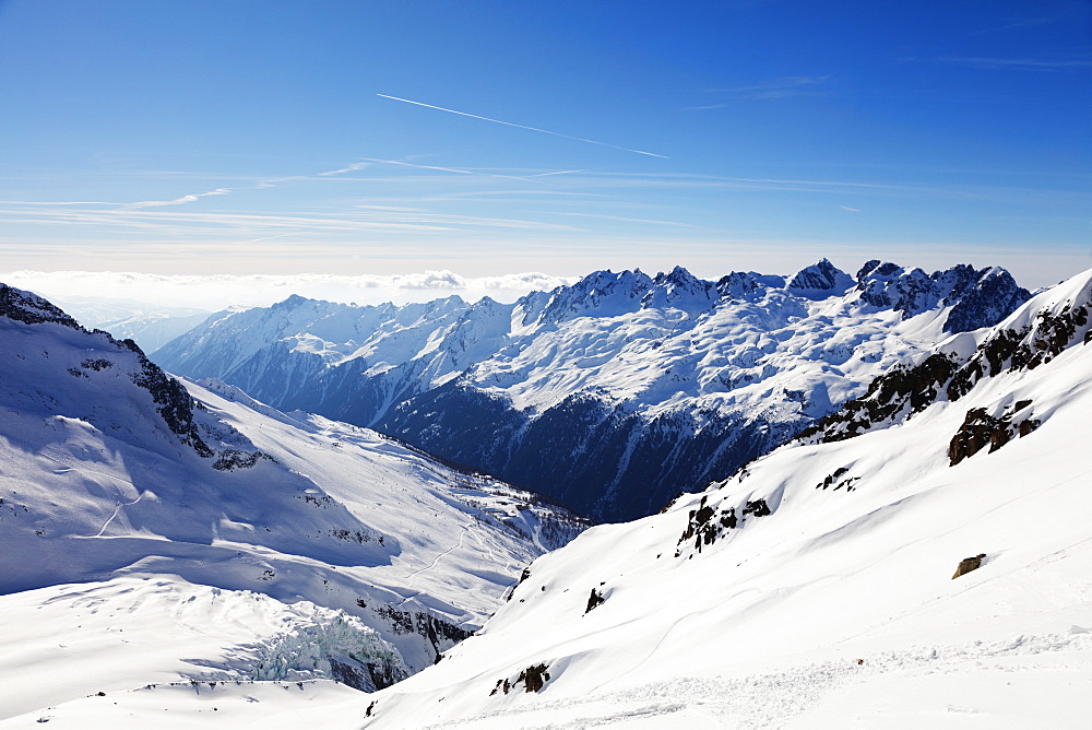 Argentiere Glacier and Aiguilles Rouges, Chamonix, Haute Savoie, Rhone Alpes, French Alps, France, Europe