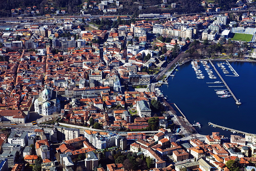 Cathedral and city view, Como, Lake Como, Lombardy, Italian Lakes, Italy, Europe