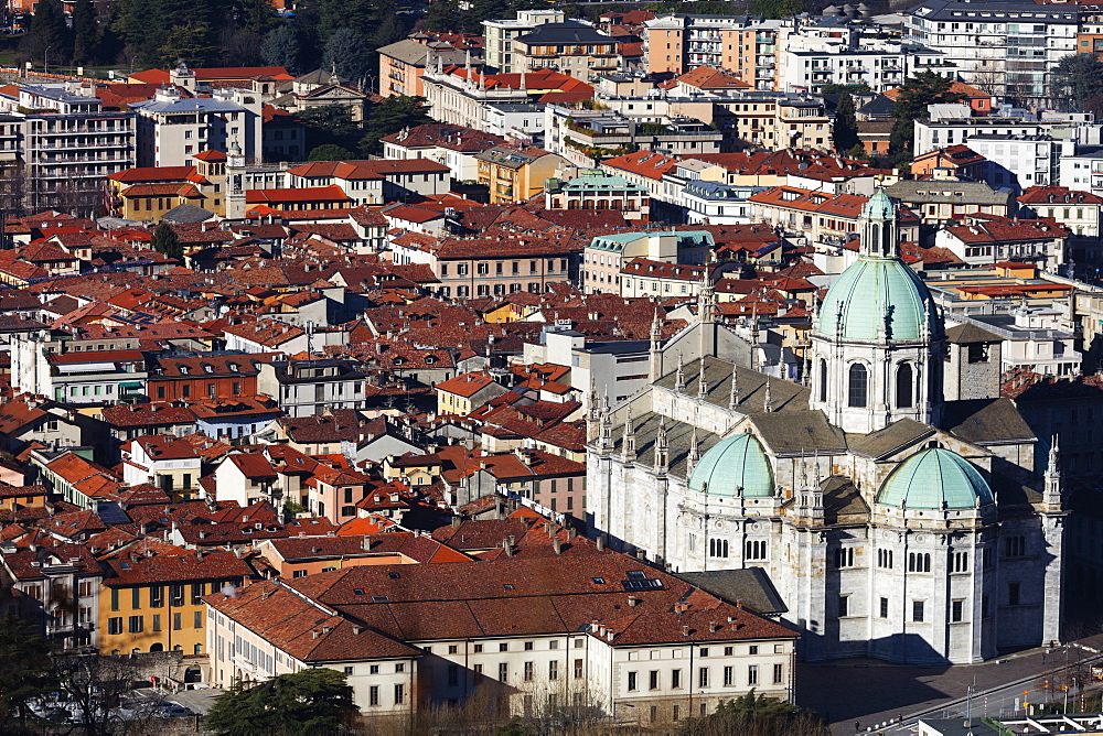 Cathedral and city view, Como, Lake Como, Lombardy, Italian Lakes, Italy, Europe