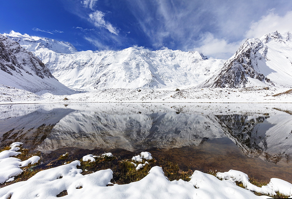 Communism Peak (Ismoil Somoni Peak), 7495m, Moskvina, Tajik National Park (Mountains of the Pamirs), UNESCO World Heritage Site, Tajikistan, Central Asia, Asia