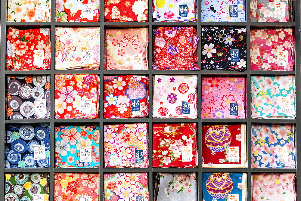 Handkerchief souvenirs, Miyajima Island, Hiroshima Prefecture, Honshu, Japan, Asia