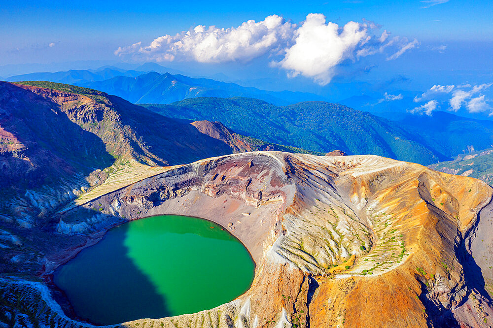 Aerial view of Mount Zao San, Yamagata Prefecture, Honshu, Japan, Asia