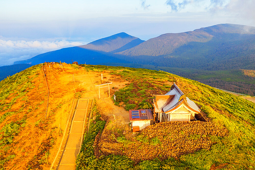 Summit shrine, Mount Zao San, Yamagata Prefecture, Honshu, Japan, Asia