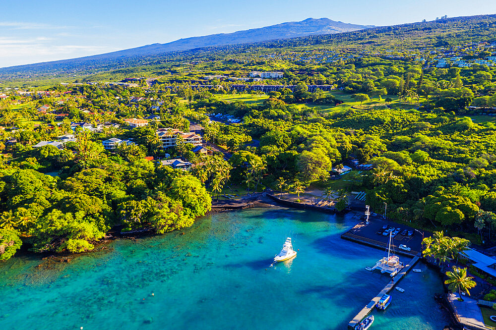 Aerial view of Pauoa Bay, Big Island, Hawaii, United States of America, North America