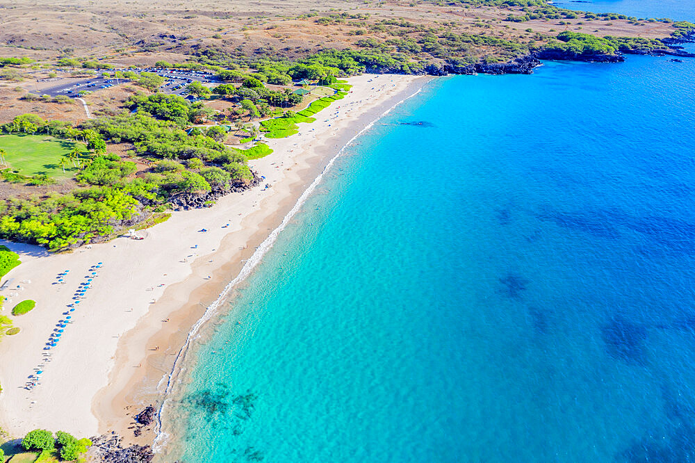 Aerial view of Hapuna beach, west coast resort, Big Island, Hawaii, United States of America, North America