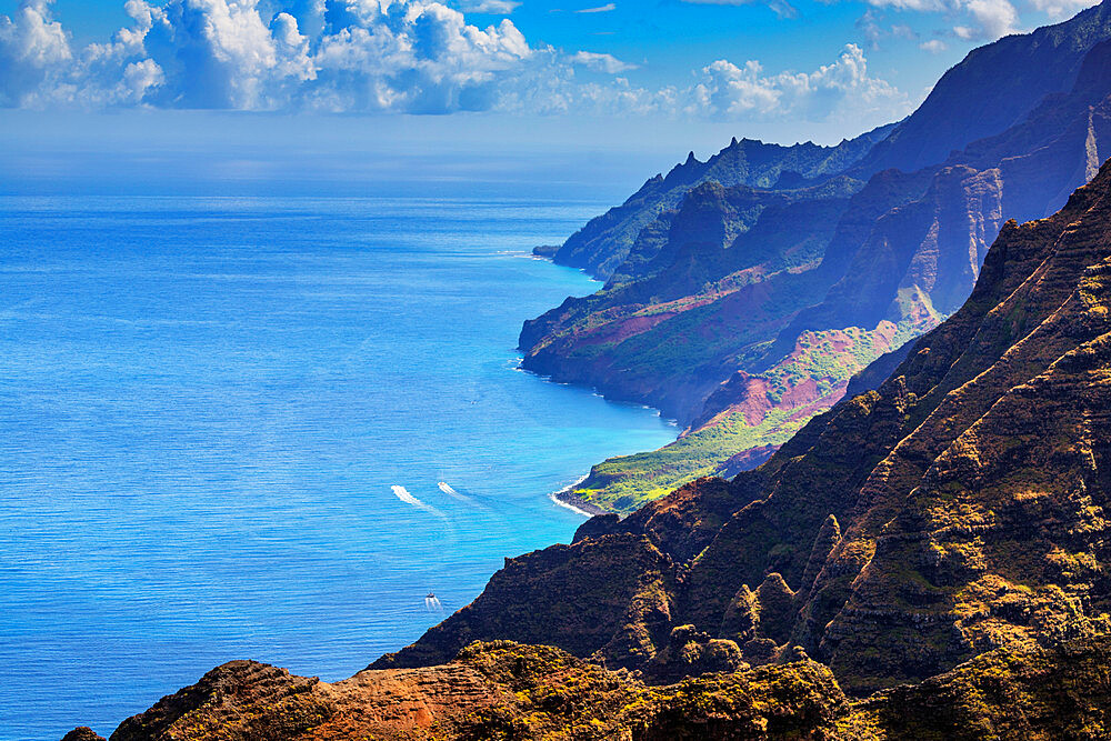 Pali sea cliffs, Napali coast, Kokee State Park, Kauai Island, Hawaii, United States of America, North America