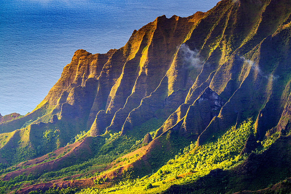 Pali sea cliffs at Kalalau lookout, Napali coast, Kokee State Park, Kauai Island, Hawaii, United States of America, North America