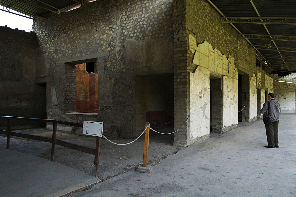 Visitors in the Poppea Sabina's private villa (Villa Oplontis), Oplontis, UNESCO World Heritage Site, Torre Annunziata, Campania, Italy, Europe