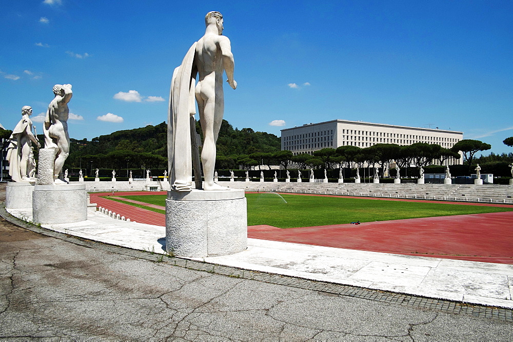 Marble Stadium built 1930 with the Farnese Palace in the back ground, Rome, Lazio, Italy, Europe