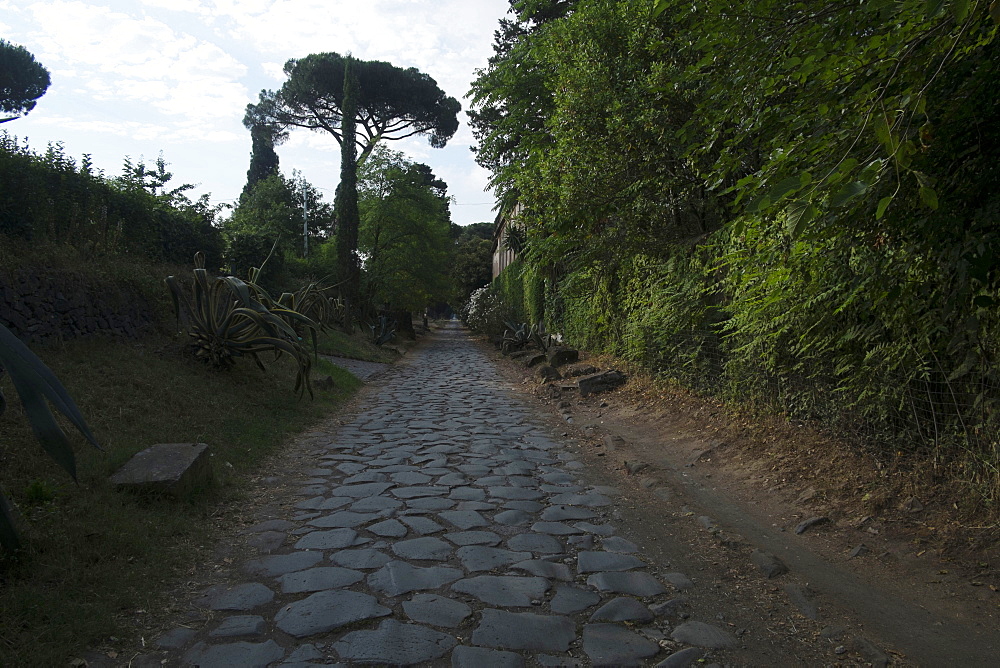 The original ancient Roman pavement on the Appian Way, Rome, Lazio, Italy, Europe