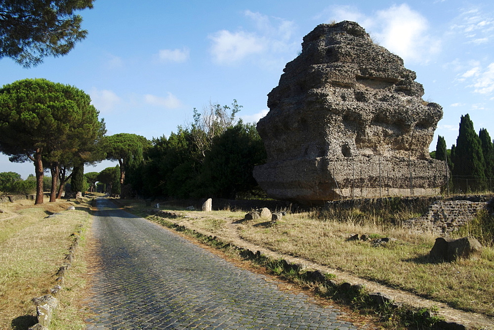 Pyramid tomb along the ancient Appian Way, Rome, Lazio, Italy, Europe