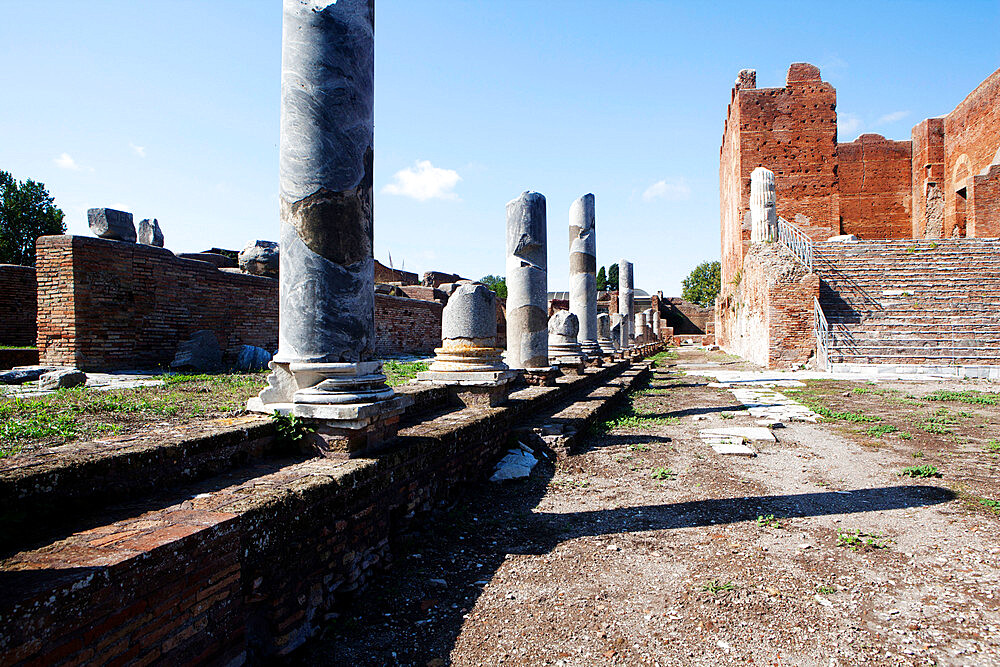 View of the Forum, Ostia Antica, Lazio, Italy, Europe