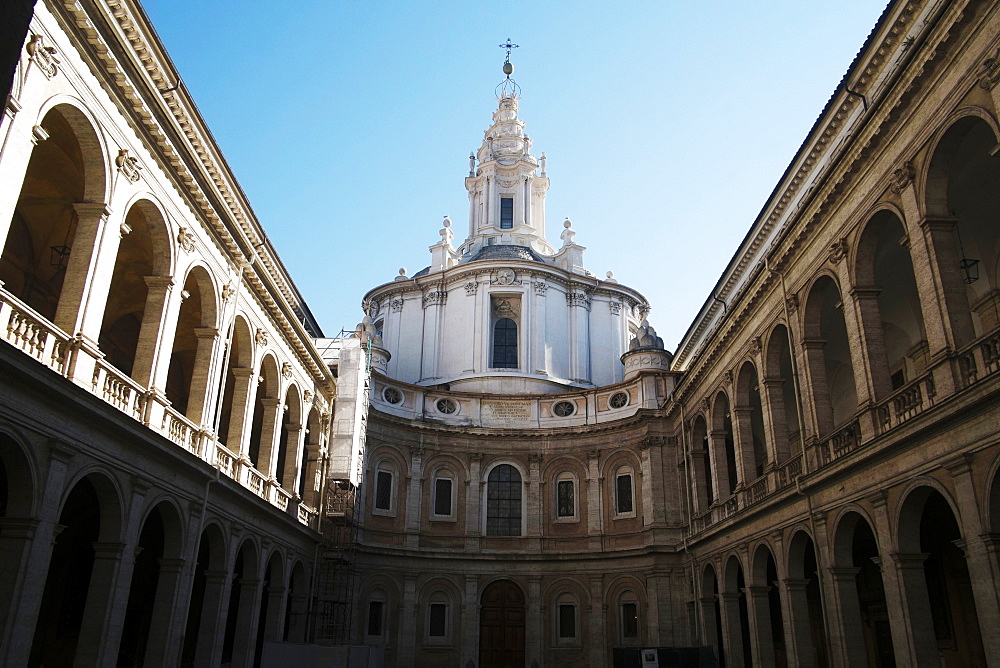 The 17th century Baroque Chiesa di Sant'Ivo alla Sapienza (Saint Ivo alla Sapienza church) by Francesco Borromini, Rome, Lazio, Italy, Europe