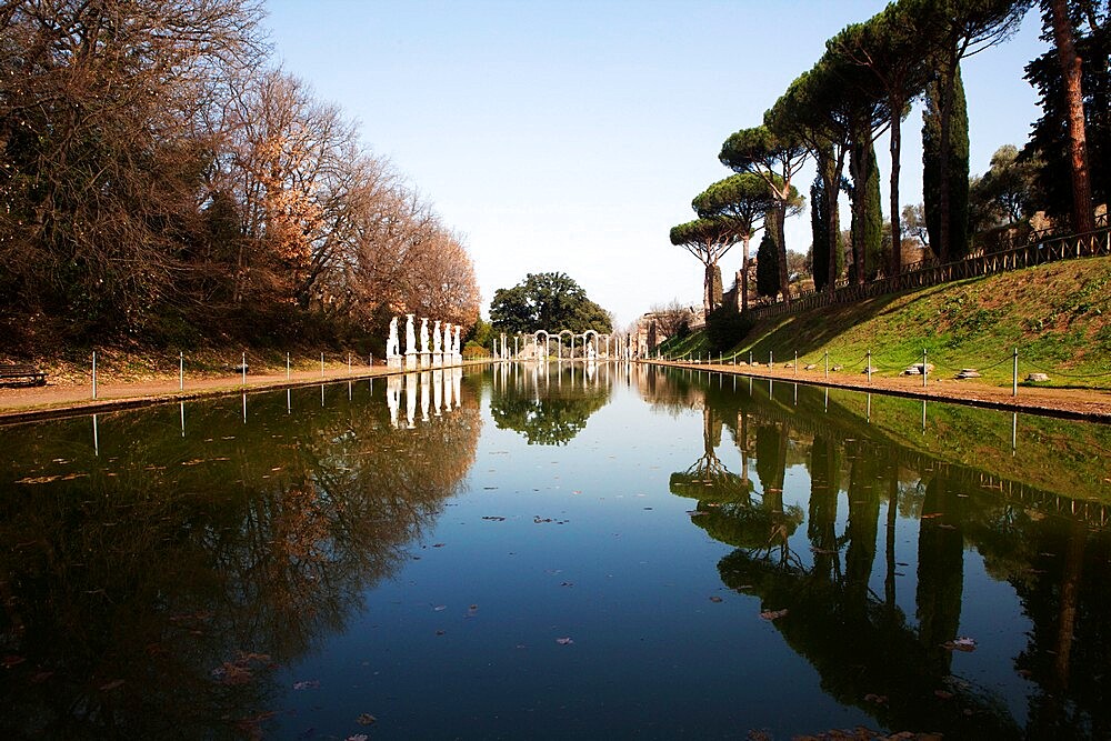 Canopus full view, Villa Adriana (Hadrian's Villa), Tivoli, Lazio, Italy, Europe