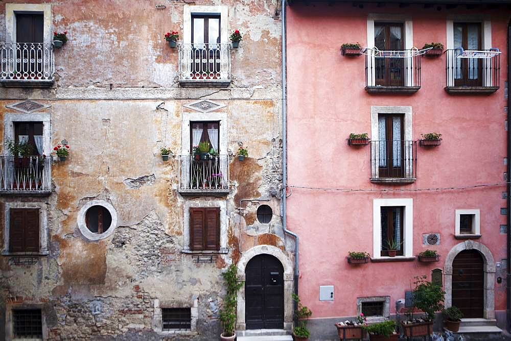 Facades in Tagliacozzo, Abruzzo, Italy, Europe