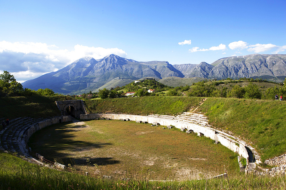 Afternoon light at Alba Fucens Roman Amphiteather, Abruzzo, Italy, Europe