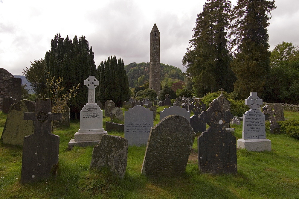 The 6th century St. Kevin monastery, Glendalough, County Wicklow, Leinster, Republic of Ireland (Eire), Europe