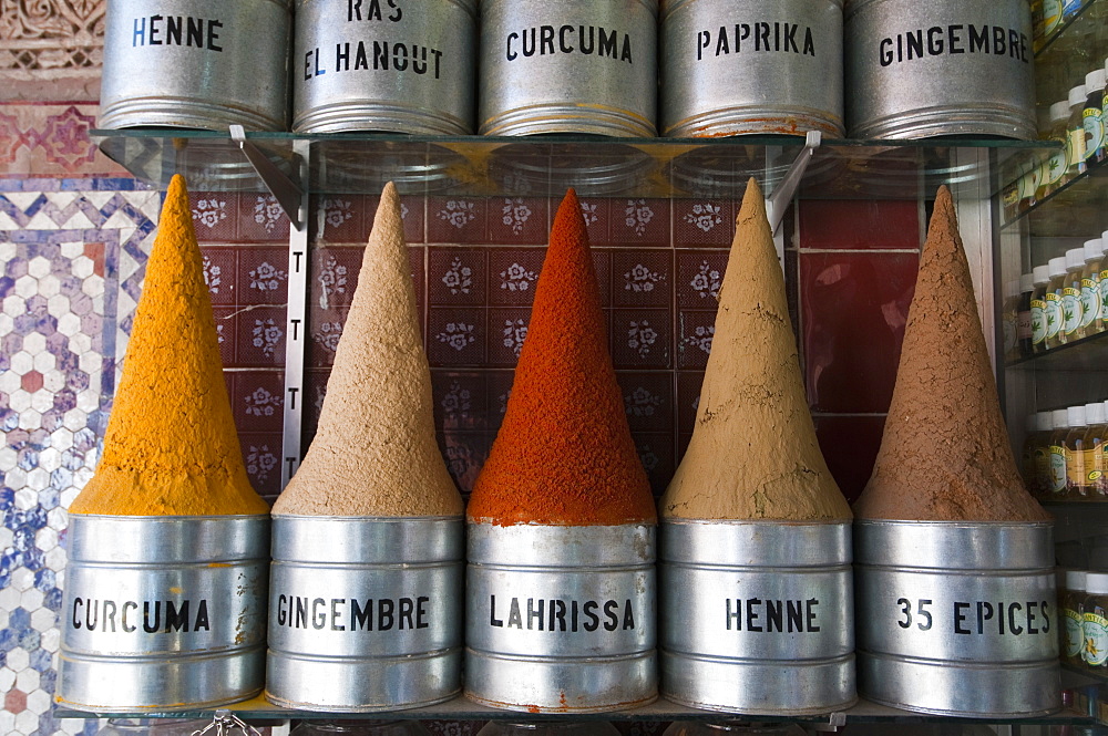 Spices, Medina Souk, Marrakech, Morocco, North Africa, Africa