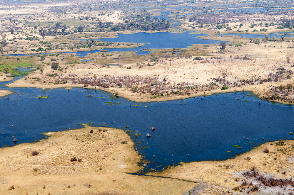 Aerial view of Okavango delta, Botswana, Africa