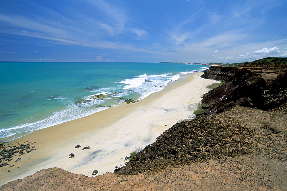 View of the beaches from plateau, Pipa, Natal, Rio Grande do Norte state, Brazil, South America