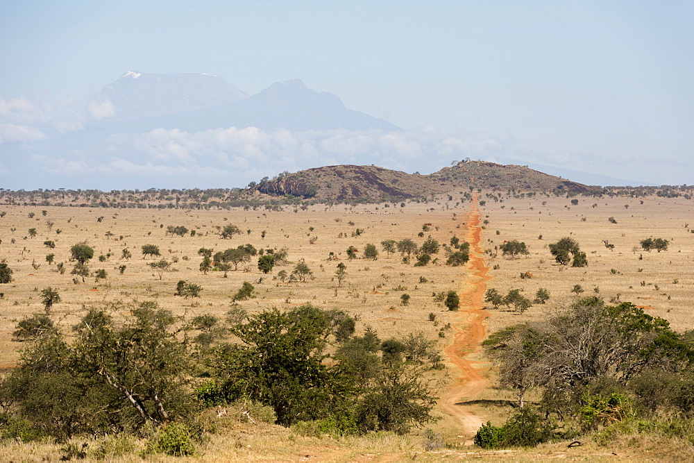 A view of the Lion Rock in Lualenyi Game Reserve, Tsavo, Kenya, East Africa, Africa