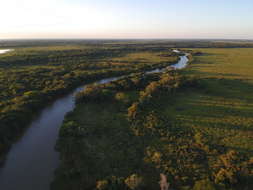 Aerial view of Rio Cuiaba, Pantanal, Mato Grosso, Brazil, South America