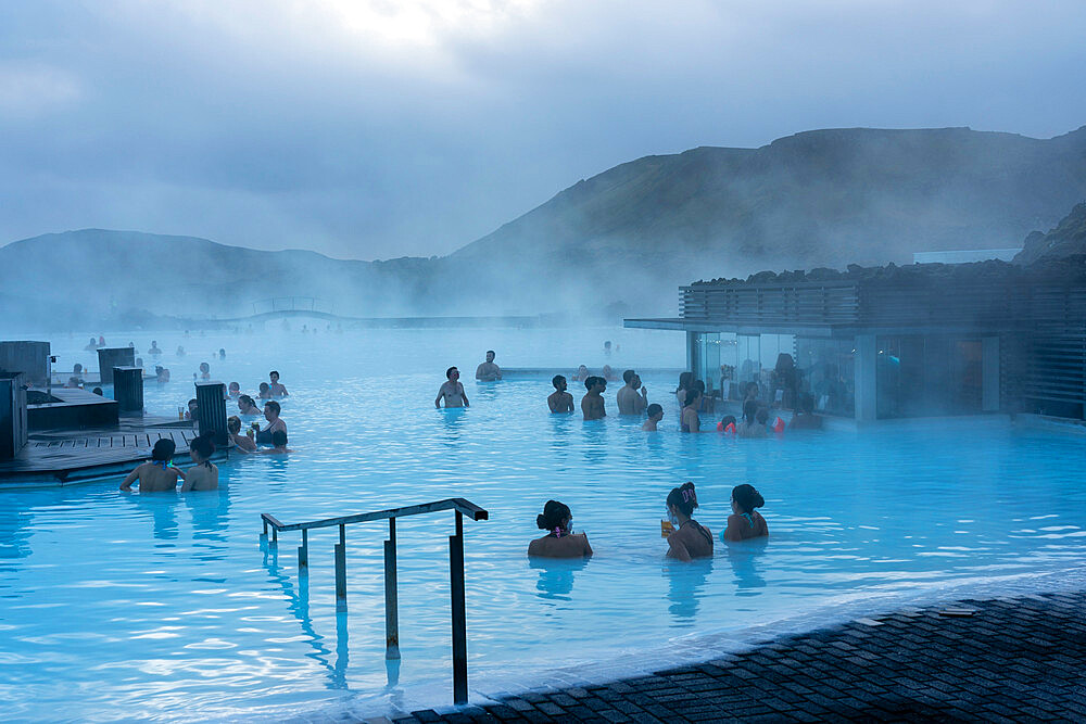 Bathers, Blue Lagoon, Grindavik, Iceland, Polar Regions