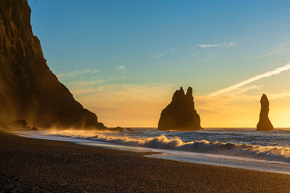 Black sand beach of Reynisfjara, Vik, Iceland, Polar Regions