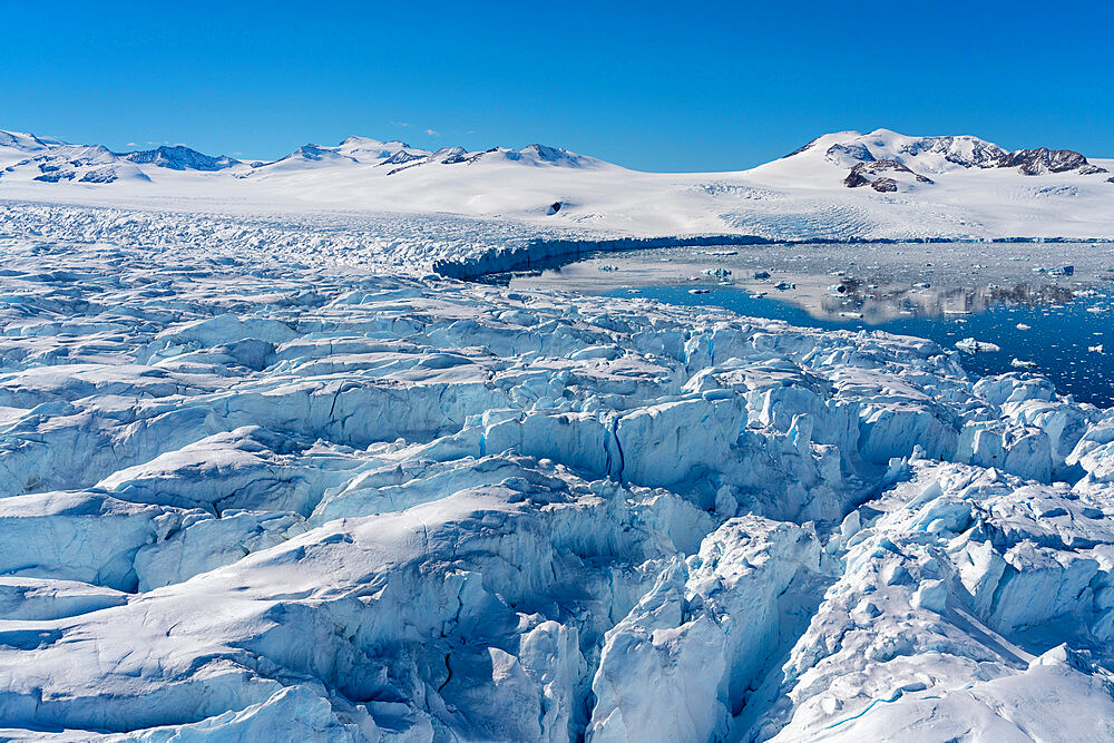 Aerial view of Larsen Inlet glacier, Weddell Sea, Antarctica, Polar Regions