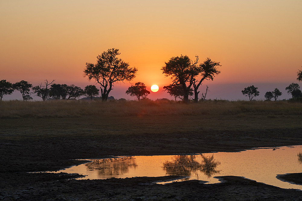 Sunset over the Okavango Delta, Botswana, Africa