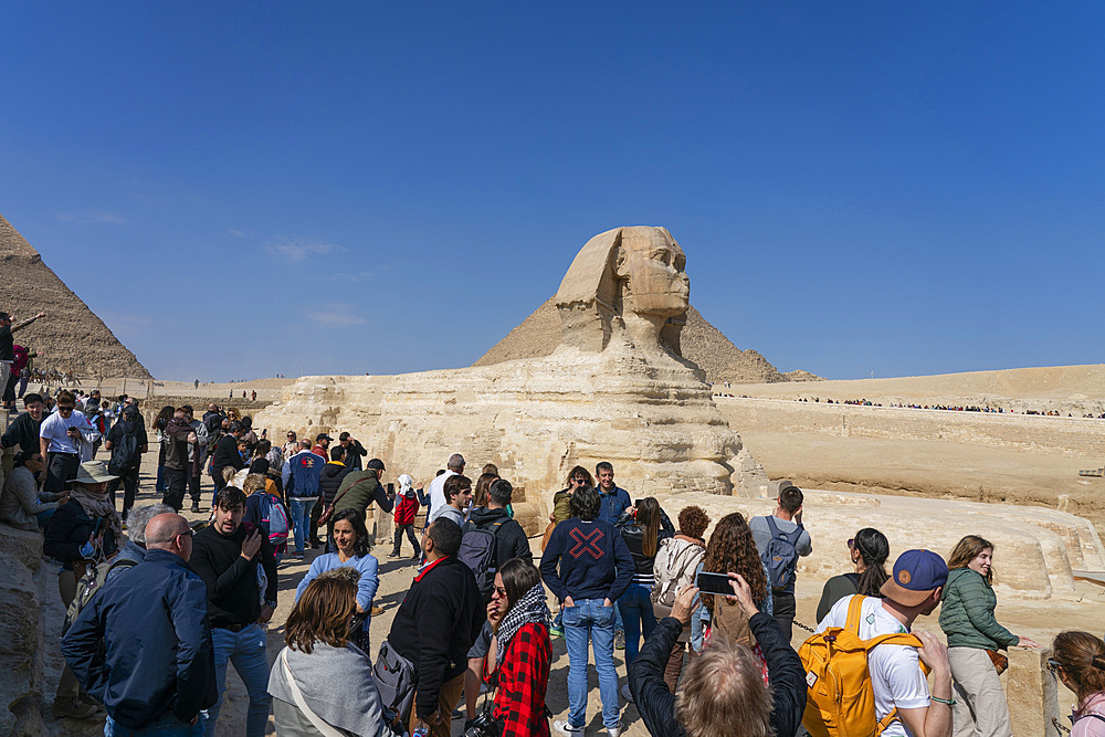 The Great Sphinx at the Great Pyramid complex, Giza, Egypt.