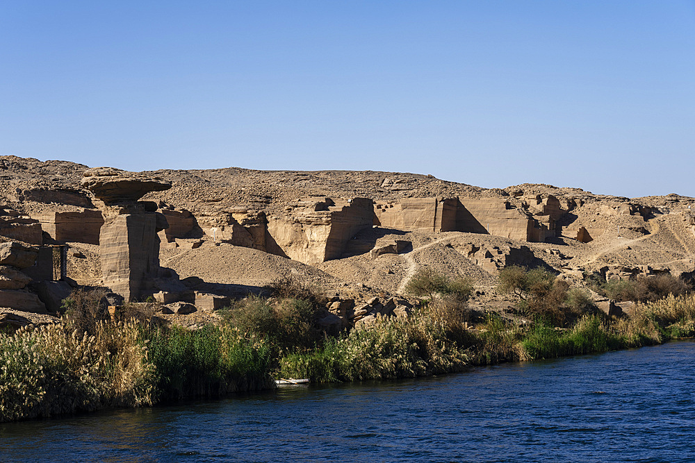 Nile river along Gebel Al-Silsila, Egypt, North Africa, Africa