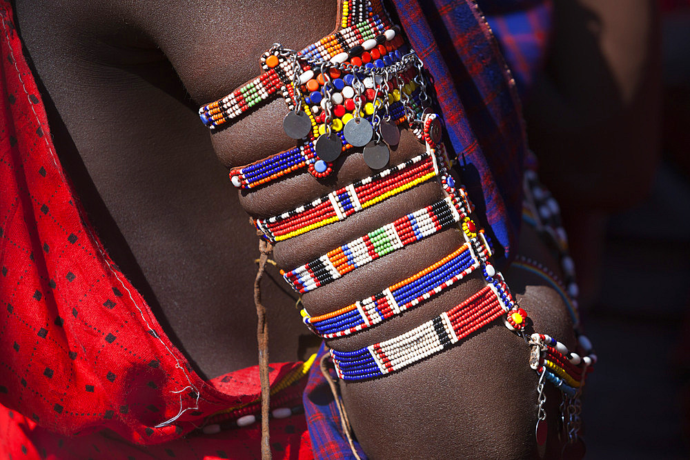 Maasai beadwork at the Predator Compensation Fund Pay Day, Mbirikani Group Ranch, Amboseli-Tsavo eco-system, Kenya, East Africa, Africa