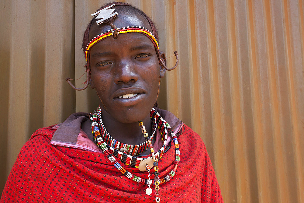 Maasai man at the Predator Compensation Fund Pay Day, Mbirikani Group Ranch, Amboseli-Tsavo eco-system, Kenya, East Africa, Africa