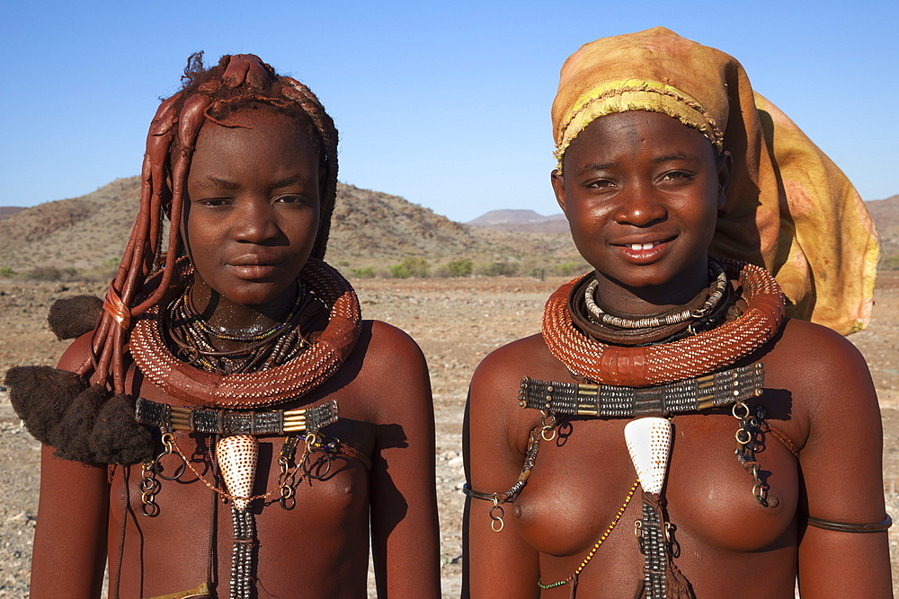 Young Himba women, Kunene region, Namibia, Africa