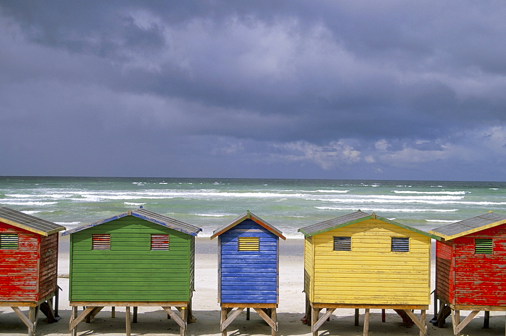 Beach huts, Muizenberg, Cape Peninsula, South Africa, Africa