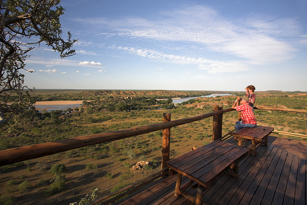 Mapungubwe National Park, confluence viewpoint overlooking Limpopo and Shashi river confluence, Limpopo Province, South Africa, Africa