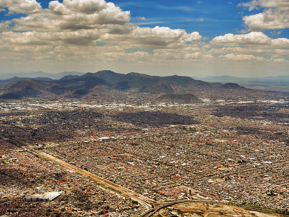 Aerial view of Mexico City, Mexico, North America