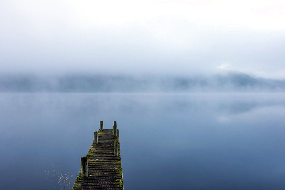 Morning mist, Ullswater, Lake District National Park, UNESCO World Heritage Site, Cumbria, England, United Kingdom, Europe