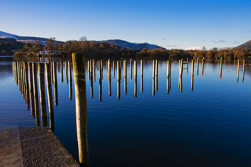 Boat landings, Derwentwater, Keswick, Lake District National Park, UNESCO World Heritage Site, Cumbria, England, United Kingdom, Europe