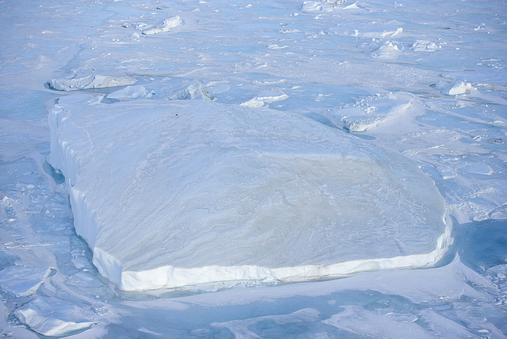 Iceberg and pack ice seen on heli flight from Russian icebreaker, Kapitan Khlebnikov, Weddell Sea, Antarctica, Polar Regions