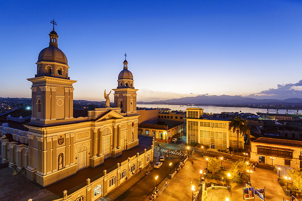 Nuestra Senora de la Asuncion Cathedral at Parque Cespedes, Santiago de Cuba, Cuba, West Indies, Caribbean, Central America