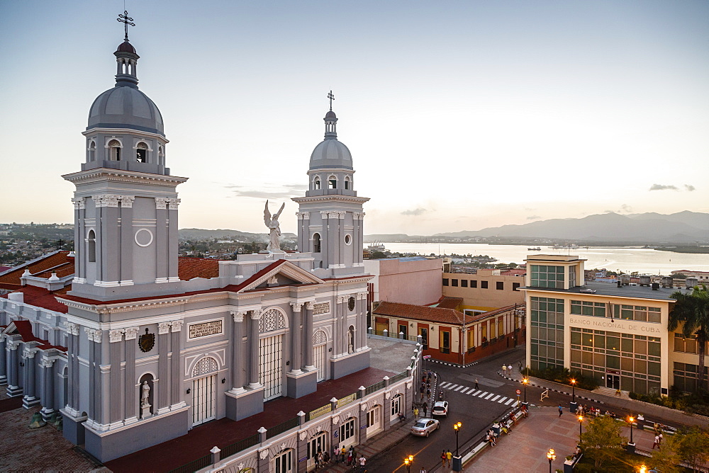 Nuestra Senora de la Asuncion Cathedral at Parque Cespedes, Santiago de Cuba, Cuba, West Indies, Caribbean, Central America